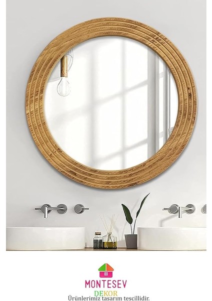 Antik Ahşap Dekoratif Ayna Yuvarlak Ayna Duvar Aynası Banyo Lavabo Aynası (Medium) modelleri