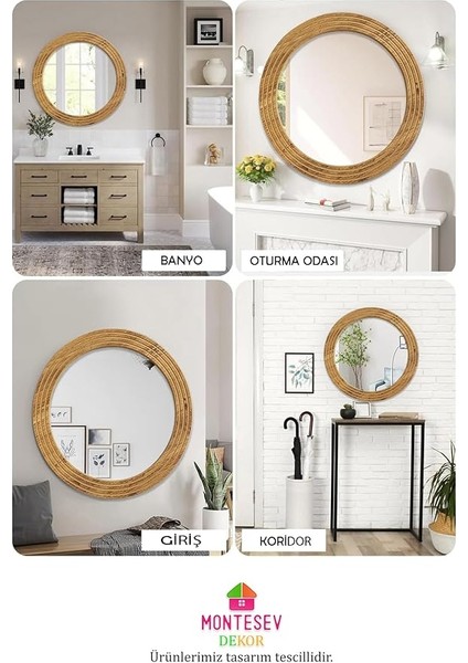 Antik Ahşap Dekoratif Ayna Yuvarlak Ayna Duvar Aynası Banyo Lavabo Aynası (Medium) indirimleri
