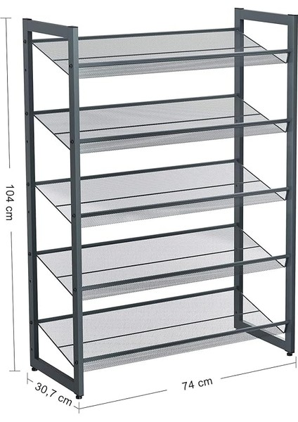 5 Katlı Ayakkabı Rafı, Genişleyen Metal Ayakkabı Rafı Ayarlanabilir Ayakkabı Rafı 15-20 Çift Ayakkabı, Kısa Bot, Topuklular Için Uygun, 74X104X307CM Koyu Gri LMR005GB modelleri