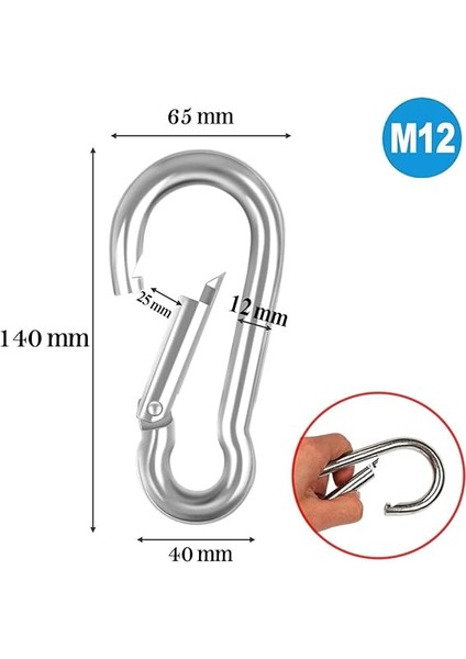 Karabina 12 mm Yaylı Kanca Paslanmaz Çelik Kilit Olta Dağcılık Kamp Malzemeleri Salıncak Anahtar Askı Kilidi 5 Adet fiyatları