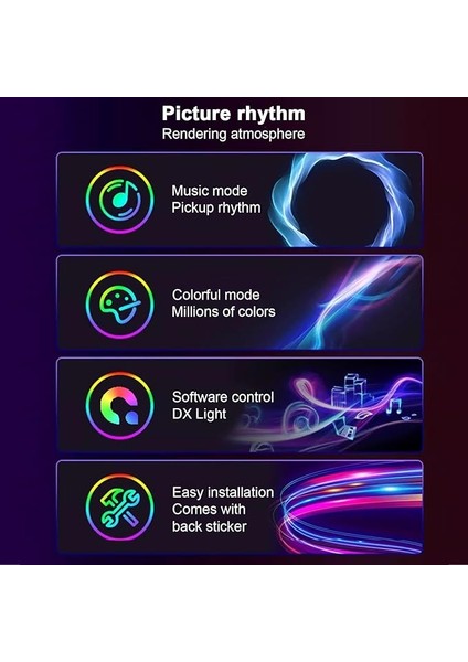 Phantom Ambiyans Ekranı LED Işık Çubuğu Müzik Ritmi Dinamik Işık Senkronizasyonu Yazılımla Kontrol Edilebilir Renk Dinamik Mod Müzik Modu Işık Şeridi (24INCH) fiyatları