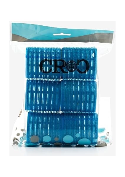 1214 Mega Boy Bigudi 6lı + Saç Pensi 12LI Cırtlı - Yapışkanlı Bigudi Mavi modelleri