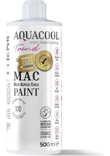 Trend Mac Su Bazlı Hibrit Dönüşüm Boyası 500ML (Trd 100 Pamuk Beyaz)
