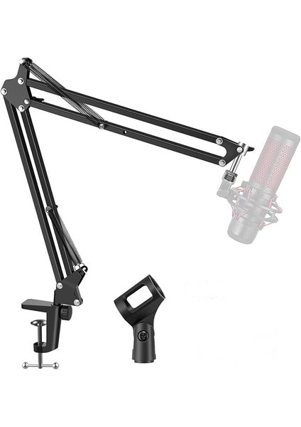 Mavi Yeti Hyperx Quadcast Solocast Kartopu Fifine Shure SM7B ve Diğer Mikrofonlar Için Boom Kol Mikrofon Standı Orta, Siyah
