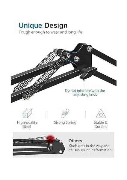 Mavi Yeti Hyperx Quadcast Solocast Kartopu Fifine Shure SM7B ve Diğer Mikrofonlar Için Boom Kol Mikrofon Standı Orta, Siyah modelleri