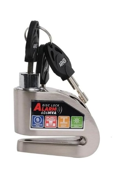 6mm Gri Renkli Alarmlı Disk Kilidi modelleri