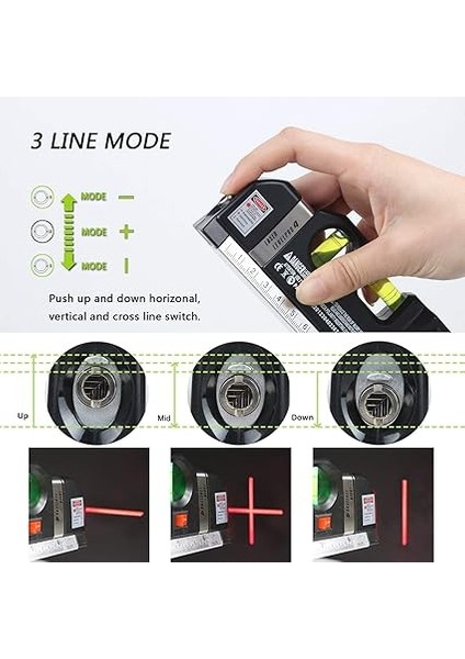 Lazer Su Terazisi, Çapraz Çizgili Lazer, Mezura, 250 Cm, Çelik Ölçek, Su Terazisi (Güçlü Güneş Işınlarında Kullanım Için Uygun Değildir) fiyatları