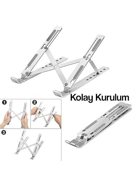 Katlanabilir Laptop Standı, Metal Dizüstü Bilgisayar Standı, Macbook, Notebook, 10-17 Inç Laptop Uyumlu, Taşınabilir Ergonomik Gümüş Bilgisayar Standı modelleri