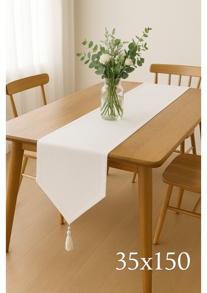 Lüks Runner Masa Örtüsü Rustik Şık Püsküllü Dekoratif Masa Örtüsü 35X150 cm fiyatları