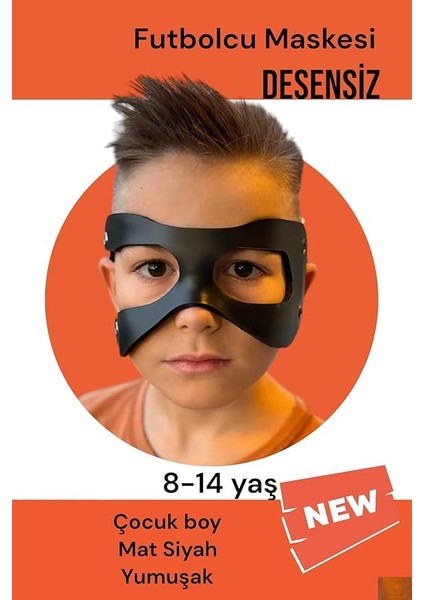 Osimhen Futbolcu Maskesi Siyah Mat Esnek Çocuk Boy Maske Lastikli