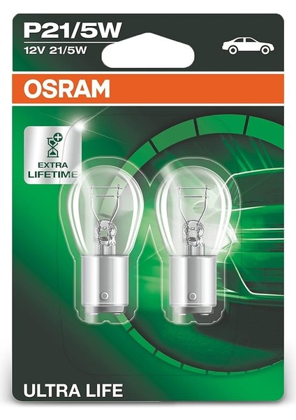 Ultra Life P21/5 W Halojen Sinyal Lambası, Stop Lambası, Arka Sis Lambası, 7528ULT-02B, 12 V Yolcu Otomobili, Çift Ampul (2 Birim)