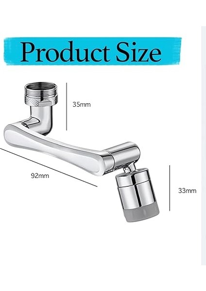 Döner Musluk Başlığı, Evrensel 1080° Dönebilen Filtre Musluk Uzatması, 2 Su Çıkış Desenli, Mutfak Banyo Armatürleri Için, Montaj Aksesuarlı (Model 2.0) fiyatları