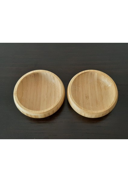 2 Adet Yuvarlak Bambu Çerez Kasesi Kuruyemiş Tabağı