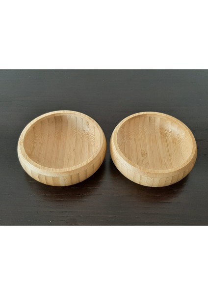 2 Adet Yuvarlak Bambu Çerez Kasesi Kuruyemiş Tabağı