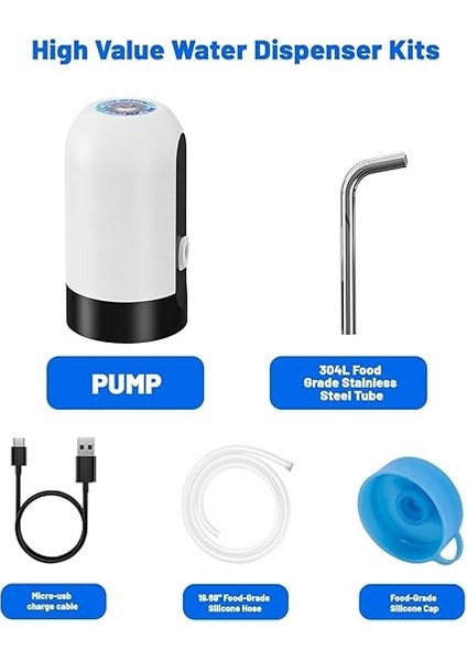 USB Şarjlı Otomatik Su Pompası | 5 Galon Damacana Uyumlu | Taşınabilir Elektrikli Su Dispenseri | Içme Suyu Otomatik Pompa (Beyaz) modelleri