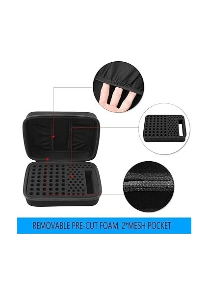 Pil Saklama Kutusu, Taşıma Çantası, Pil Kutusu, 48 x Aaa Için, Toplam 96 Pil Için, Pil Test Cihazı Ile, Diğer Aksesuarlar Için Ek 2 Cep modelleri