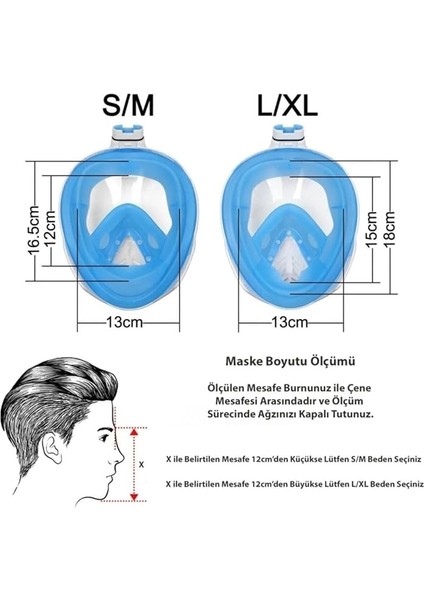 Yüz Dalış Maskesi Buğu Önleyici Şnorkel Fullface Yüzücü Maskesi Pembe modelleri