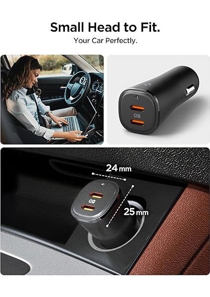 50W Usb-C 2 Port Araç Içi Hızlı Şarj Aleti Samsung Pps Destekli Akım Korumalı Güç Adaptörü iPhone &amp; Android &amp; iPad &amp; MacBook Type-C Pd 3.0 30W + 20W EV502 - ACP08523 fırsatları