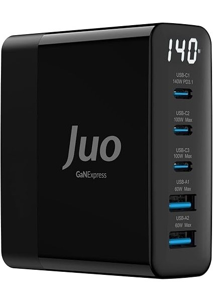 140W Gan Pd 3.1 Masaüstü Hızlı Şarj Cihazı 3 Type-C + 2 Usb-A iPhone &amp; MacBook &amp; Laptop Uyumlu Şarj Aleti indirimleri