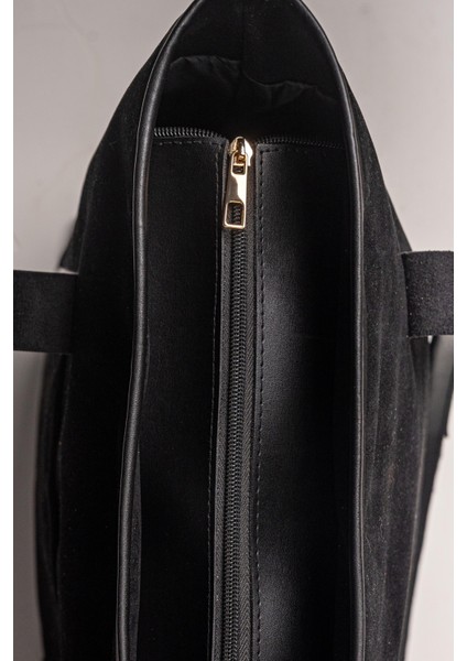 Kadın Büyük Boy Süet Cepli Omuz Kol Çantası Siyah modelleri