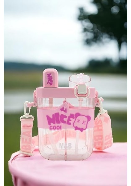 Çift Bölmeli Suluk - Damlatmaz, Ergonomik Pipetli, Taşıma Kayışlı, Kırılmaz, Kolay Açılır Kapağıyla Okul, Ev, Araç ve Seyahat Için Uygun, Pratik ve Güvenli Su Matarası (Pembe) modelleri