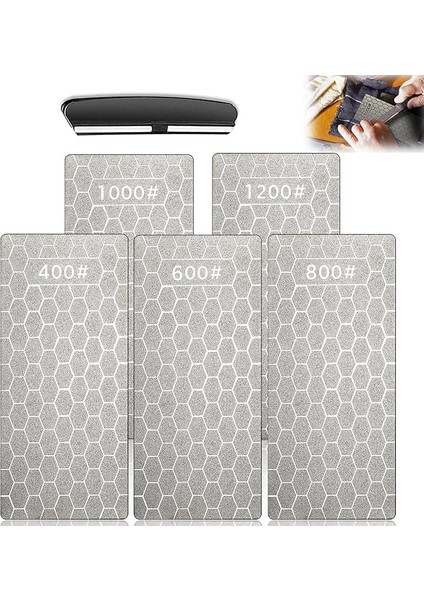 5 Adet Elmas Bileme Taşı Seti, Açılı Bıçak, Petek Yüzeyi, Bileme Plakası, Mutfak Aletleri, Dış Mekan Için, 400/600/800/1000/1200 Granülasyon