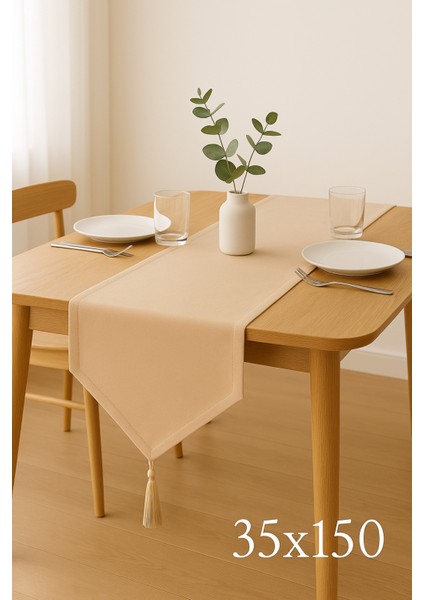 Lüks Runner Masa Örtüsü Rustik Şık Püsküllü Dekoratif Masa Örtüsü 35X150 cm fiyatları