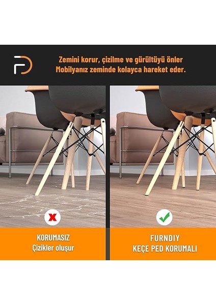 Parça Sandalye ve Koltuk Ayağı Için Yapışkanlı Keçe | Kolay Kaydırma | Parke Zeminler Için Çizilmeyi ve Gürültüyü Önler | Kapı ve Çekmece Için Sessiz Kapanma modelleri