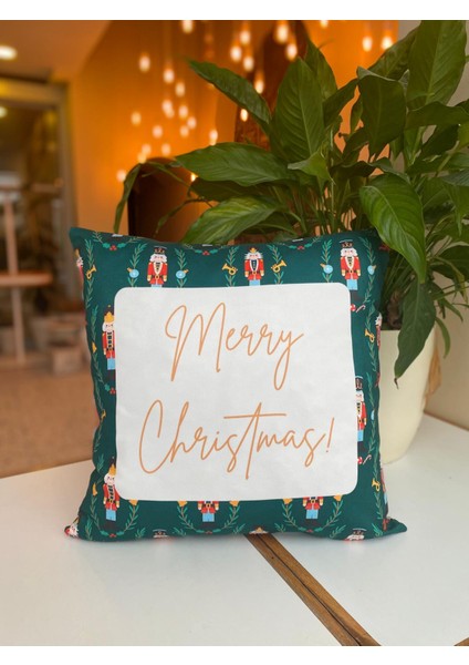 Merry Friendsmas - Merry Christmas Yazılı Yılbaşı Temalı Kırlent Kırlent Kılıfı - Yılbaşı Kırlent Kılıfı indirimleri