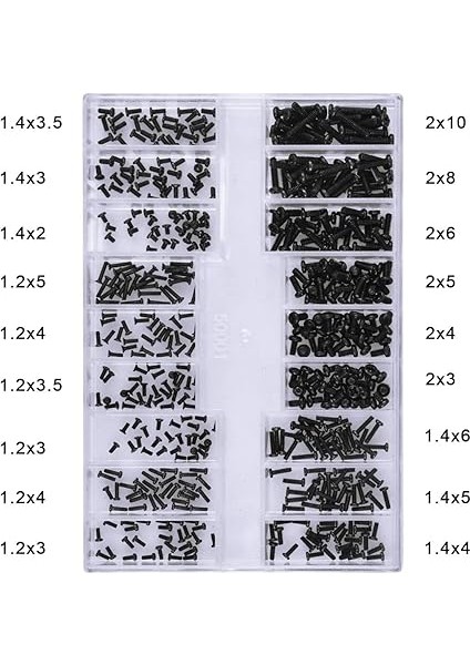 Vida Seti 500 Adet M1.2 M1.4 M2 Vida Bilgisayar Vidaları Evrensel Dizüstü Bilgisayar Pc Bilgisayar Onarım Aksesuarı Saklama Düz Kutu indirimleri