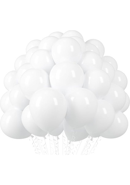 Beyaz Balon Seti, 10 Adet, Helyum Gazı Uyumlu, Parti ve Organizasyon Süslemeleri Için
