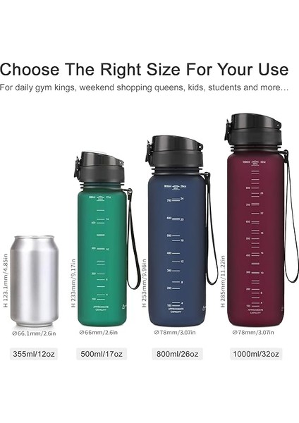 Spor Içecek Şişesi 500 ML/800 Ml/1 L, Sızdırmaz, Tritan ve Bisfenol A Içermez, Bisiklet, Fitness, Dış Mekan Için Su Şişesi modelleri