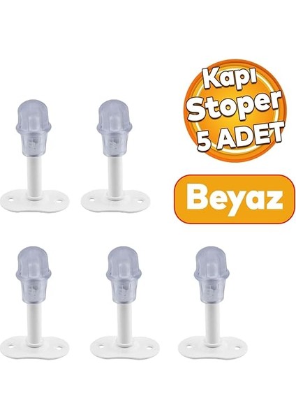 Kapı Stoperi Beyaz 8 cm Metal Kapı Tamponu Durdurucu Tutucu Kapı Stopu Silikonlu 5 Adet indirimleri