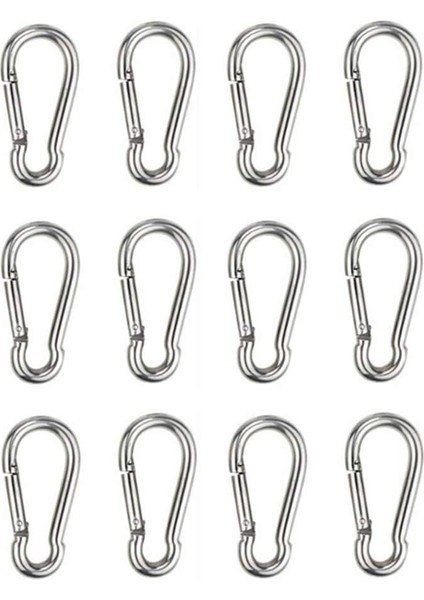 12 Adet M6 Karabina Kanca - Ağır Hizmet Tipi 304 Paslanmaz Çelik Geçmeli Kanca, Carabiner Anahtarlık Klipsleri Açık, Kamp, Yürüyüş Için