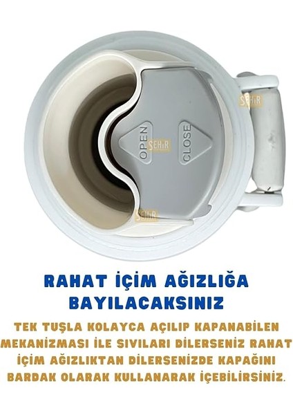 650ML Lisanslı Çift Katlı Paslanmaz Çelik Termos 8 Saat Sıcak Soğuk Hediye Kutulu Beyaz fırsatları