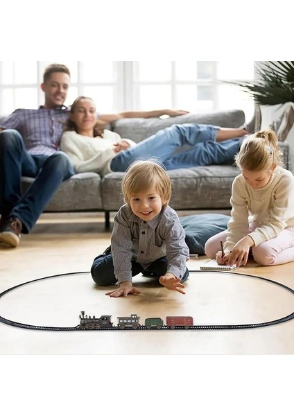 Işıklı ve Buharlı Tren 15 Parça Oyun Buhar Atan Klasik 63 cm Tren 4 Vagonlu