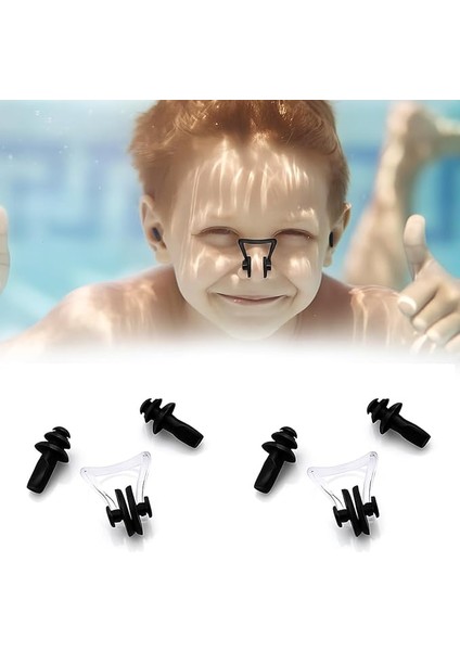 2 Takım Siyah Kulak ve Burun Tıkayıcı Havuz Seti | Silikon Yüzücü Tıkaç Seti – Burun Klipsi &amp; Kulak Tıpası | Yetişkin &amp; Çocuklar Için | Yüzme, Duş, Sörf ve Su Sporları Için | Saklama Kutulu