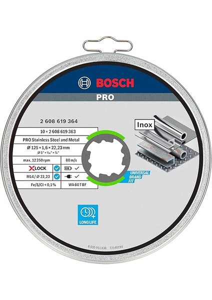 10 x Pro Paslanmaz Çelik ve Metal Uzun Ömürlü Kesme Diski, Küçük Açılı Taşlama Makineleri ve X-Lock, M14/22,23 mm (Ø 125 Mm, Profesyonel Aksesuar, Küçük Açılı Taşlama Makinesi) fiyatları