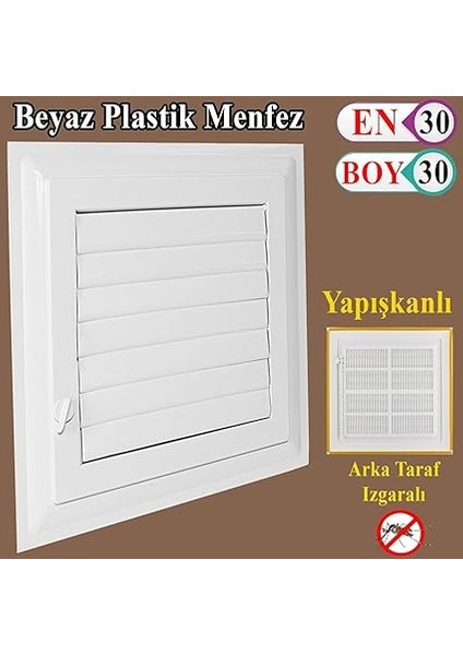 Menfez Banyo Wc Tuvalet Havalandırma Plastik Panjur Beyaz 30X30 cm fiyatları