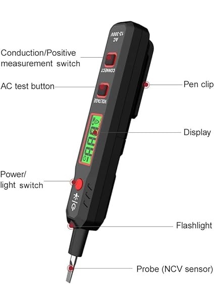HT89 Voltaj Test Cihazı Ac 12~300V Canlı/boş Tel Için Temassız Voltaj Dedektörü El Fenerli LCD Ekran Sesli ve Işıklı Alarmlı Kesme Noktası Bulucu fiyatları