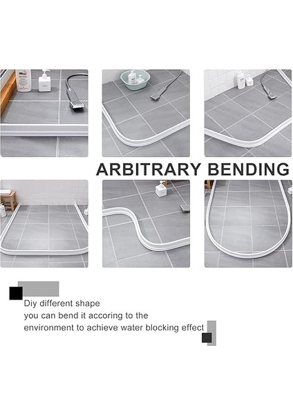 Silikon Islak Oda Banyo Zemin Contası Ekran Kapı Contası Şeridi Suyun Taşmasını Önler | Islak ve Kuru Ayırma Için Su Geçirmez Kendinden Yapışkanlı ve Bükülebilir Su Geçirmez Şerit (40 Inç) fırsatları