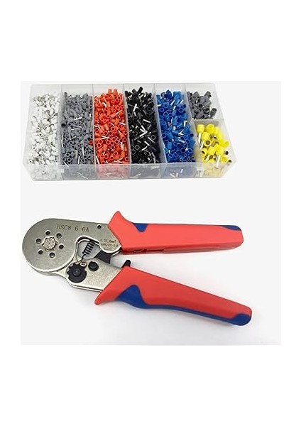 Alet Seti, Sıkma Yüksüğü, 1900 Adet Yalıtımlı Kablo Terminalleri Dahil Kendinden Ayarlı Sıkma Pensesi Seti Alet Ölçer Hsc8 6-6A 0.25-6mm², 23-10 Awg Kırmızı Youmaxe modelleri