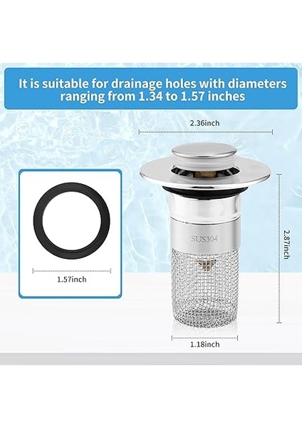 2 Adet Lavabo Tıkacı, 34 – 40 mm Evrensel Pop Up Gider Süzgeci, Lavabo, Gider Süzgeci, Gider Tapası, Saç Süzgeçli Tapa Tezgahında Gider Tapası Için modelleri