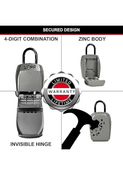 Lock Anahtar Emniyetli Braketli [büyük] [hava Koşullarına Dayanıklı] [braket] - 5414EURD - Anahtar Kasası, Gri fırsatları