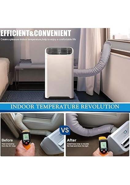 Hortumu Izolasyon Kılıfı - Taşınabilir Klima Hortumu Yalıtımı - Hortum Kılıfı Esnek Yalıtımlı Toz Geçirmez 15 cm 12.7 cm Çap Boru Uyumlu fırsatları