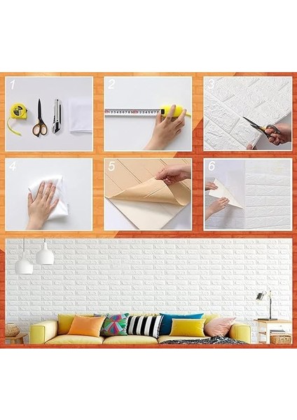 Duvarlar 70X23 cm Beyaz Kendinden Yapışkanlı 3D Esnek Duvar Kağıdı Paneli indirimleri