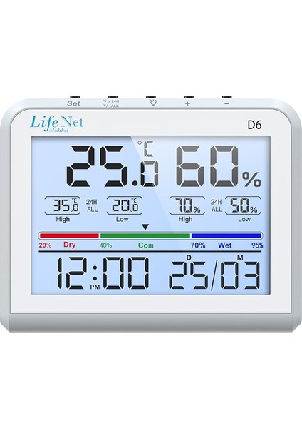 Net Medikal Dijital Termometre Isı ve Nem Ölçer D6