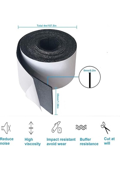 Kendinden Yapışkanlı Keçe Ped, Kendinden Yapışkanlı, Güçlü Keçe Şeritler, Kendin Yap Kendinden Yapışkanlı Mobilya Pedleri, Zemin Koruması, Keçe Sandalye Pedleri (4 M x 35 mm x 5 Mm, Siyah) fiyatları