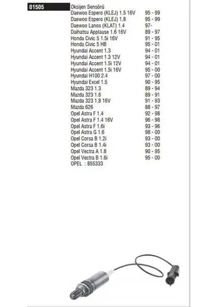 1505 Oksijen Sensoru 0855305 162858 855333