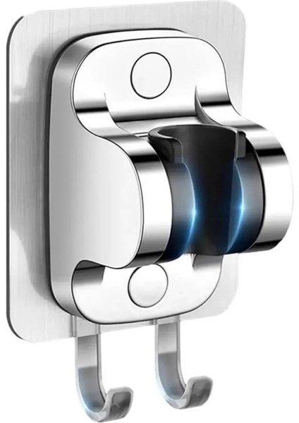Yapışkanlı Duş Başlığı Tutucu, Ayarlanabilir El Duş Tutacağı Delme Yok Duvara Monte Su Geçirmez, Mafsal, Duş Askısı (Chrome)
